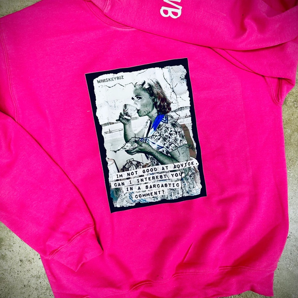 Whiskey Biz women’s graphic crew